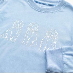 Shrimp & Grits Kids Boys Long Sleeve Three Puppy Graphic Top